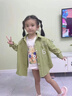 迪士尼女童襯衫春秋2025新款兒童洋氣春季寶寶長袖襯衣外套春裝上衣 綠色 120 cm 曬單實拍圖