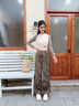 KAMA卡瑪輕量迷彩滿印傘兵褲2025新款秋季女垂感抽繩束腳兩穿長褲 黑色 S 曬單實拍圖