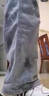 倉(cāng)石一樹美式高街牛仔褲男士潮流痞帥2025新款破洞直筒寬松百搭闊腿褲子 藍(lán)色 L 130-150斤 曬單實(shí)拍圖