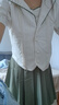 蜜樂奇JK制服女水手服套裝學院風清新溫柔綠色夏季學生裝小眾顯瘦套裝裙 奶油杏上衣+青茉綠半裙套裝 M 【建議95-105斤】 曬單實拍圖