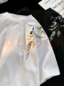 Shelley Jones 新中式國風刺繡短袖t恤男夏季新款重磅半袖衣服潮牌潮流圓領體恤 白色 XL [建議125-145斤] 曬單實拍圖