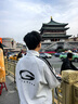 GOLFCROSS情侶款側(cè)邊撞色條紋織帶寬松直筒拖地垂感休閑褲 黑色 L  曬單實(shí)拍圖