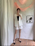 薩拉維夫 SLLAVIF短袖黑色西裝外套女2025新款夏季薄款短款小個子職業(yè)氣質(zhì)西服套裝 黑色短外套+黑色西褲 S 曬單實拍圖