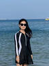佑游泳衣女連體裙式長袖大碼顯瘦保守韓國ins風(fēng)三件套101805Y白色XL 曬單實(shí)拍圖