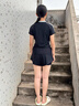 羽克兒童泳衣女大童分體速干游泳衣夏季新款保守女孩學(xué)生專(zhuān)業(yè)運動(dòng)泳裝 黑青色 150 【XL建議體重70-85斤可拆胸墊 曬單實(shí)拍圖