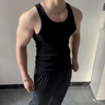 點(diǎn)悟美式復古粗螺紋背心男工字窄背棉彈力運動(dòng)健身衣跨欄緊身訓練夏季 黑色 （偏厚） L （116-130斤）修身 曬單實(shí)拍圖