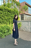 薇洛萱2025夏季新款時(shí)尚純色連衣裙女裝氣質(zhì)減齡顯瘦中長(zhǎng)款夏天裙子1020 藏藍(lán)色 2XL 建議125-134斤 曬單實(shí)拍圖