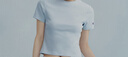 Champion冠軍短袖女2025夏季新款修身?xiàng)l紋t恤簡(jiǎn)約純色運(yùn)動(dòng)風(fēng)潮牌 淺藍(lán)色 L 曬單實(shí)拍圖