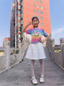 班尼路童裝女童裙子夏季兒童半身裙2025年新款洋氣學(xué)院風(fēng)短裙JK百褶裙 淺紫 BNL圓圈貓咪紫QS 110 曬單實拍圖