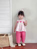 靚貝城堡女童洋氣碎花套裝夏季2025新款兒童寶寶闊腿褲兩件套女孩夏裝衣服 玫紅色 110 曬單實拍圖