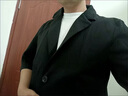 籬人歸【三件套】夏季男士大碼休閑西服套裝韓版潮流帥氣男款西裝輕熟風 黑色西服+白色T恤+黑色褲子 4XL 【建議210~230斤穿】 曬單實拍圖