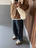 SUSTYLE高端奢侈品男裝高檔牛仔褲男2025春秋美式復古水洗寬松直筒休閑褲 復古藍 加絨 33 曬單實(shí)拍圖