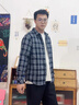MMEAI美式潮牌帥氣格子長袖襯衫春秋季男裝上衣服外穿早秋磨毛薄款外套 C323橘黃色 XL 曬單實拍圖
