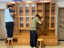 法詩韻實木定制卡座書柜一體整墻滿墻置儲物落地書架客廳橡木玻璃展示柜 2.0米長*2.4米高（六門書柜） ENF母嬰級環(huán)?？咕?8MM加厚橡木 曬單實拍圖