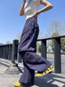 爾山集藏青色速干工裝褲子女夏季新款高腰顯瘦闊腿褲小個(gè)子休閑風(fēng)直筒褲 藏青色工裝褲女 【常規(guī)款】 M 曬單實(shí)拍圖
