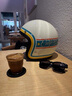 AMZ復(fù)古巡航機(jī)車頭盔3C認(rèn)證3/4玻璃鋼男女通用夏季摩托車踏板通用 加州象牙白+黃色長帽檐 M 曬單實拍圖