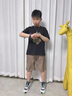 G.DUCKKIDS童裝男童夏裝套裝兒童衣服中大童夏季薄款透氣男孩短袖短褲休閑裝 黑色小熊款 150 尺碼11~12歲【140-150cm】 曬單實拍圖