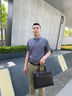 老人頭男士公文包頭層牛皮商務(wù)手提包辦公出差律師單肩斜挎13英寸電腦包 曬單實拍圖