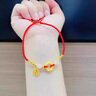 純福黃金黃金平安扣福牌腳鏈女999足金女金箍圈轉(zhuǎn)運珠鈴鐺紅繩手鏈送女友 金箍圈+4金珠+福牌 金重1.6-1.7g 曬單實拍圖