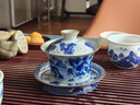 漢帝唐韻（HDTYU）景德鎮(zhèn)青花瓷茶具套裝江山攬勝馬蹄蓋碗茶杯家用陶瓷功夫泡茶碗 【江山攬勝-馬蹄蓋碗10頭】 曬單實拍圖