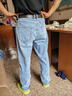 真維斯純棉透氣牛仔褲男夏季新款高端彈力寬松直筒薄款休閑九分褲 淺藍(lán)色 【全棉透氣】 32 【建議140-150斤】 曬單實(shí)拍圖