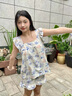 優(yōu)詩(shī)菲甜美公主花朵吊帶睡衣女款夏季薄款縐布泡泡棉2024新款夏天家居服 ME-4131-小飛袖套-藍花【S24】 M 80-100斤 曬單實(shí)拍圖