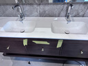 圣鉑雅奶油風(fēng)一體陶瓷雙盆洗手盆智能浴室柜組合衛生間洗漱臺盆洗手池柜 雙盆160cm+智能鏡柜 曬單實(shí)拍圖