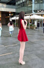 GARNUO紅色無(wú)袖背心連衣裙女夏季法式訂婚禮服敬酒服收腰顯瘦紅裙子短裙 紅色 S 【80-100斤】 曬單實(shí)拍圖