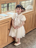 巧佳媞女童連衣裙新中式兒童漢服夏裝2025新款女孩旗袍泡泡袖公主裙子 杏色 120 曬單實(shí)拍圖