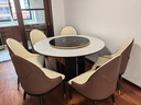 杰格森（JERGUSON FURNITURE）輕奢巖板伸縮電磁爐餐廳餐桌可變形圓桌帶轉(zhuǎn)盤火鍋一體多功能飯桌 1.35/1.7米-帶火鍋暖菜轉(zhuǎn)盤+6椅 曬單實拍圖