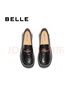 百麗（Belle）海鷗米色樂(lè )福鞋女皺皮2025商場(chǎng)同款通勤百搭鞋D7D1DAA5 黑色-寬版 38 (240mm) 曬單實(shí)拍圖