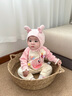 優(yōu)奇嬰兒衣服春秋款寶寶連體衣秋裝可愛超萌長袖哈衣爬服外出新款a類 粉色 66cm 曬單實(shí)拍圖