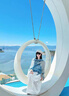 BIBK日本絲巾女波西米亞風流蘇貴婦披肩圍巾云南海邊旅游拍照防曬紗巾 藍色 曬單實拍圖