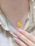 勛月黃金玫瑰花項鏈女玫瑰花足金鎖骨鏈生日母節(jié)禮物實用送媽媽520 黃金玫瑰花+925鏈 曬單實拍圖
