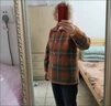 啄木鳥中年媽媽秋裝毛呢子外套洋氣2025新款中老年女春秋冬時(shí)尚格子衣服 橘黃色 XL 建議85-120斤 曬單實(shí)拍圖