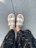 他她（TATA）休閑厚底拖鞋女鞋外穿軟底沙灘涼拖夏季新款YEU01BT4 米白 36 曬單實(shí)拍圖