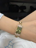 Davena蒂瑋娜小別針手表女款輕奢小眾小方表女士腕表 金色綠面  曬單實(shí)拍圖