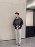 JEEP SPIRIT短款黑色仿真皮衣外套男春秋款大碼痞帥美式復古飛行員機車(chē)服夾克 黑色 L 曬單實(shí)拍圖