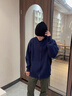 蒙口比鄰帽子男冬季護(hù)耳帽騎行保暖冷帽大頭圍毛線帽男包頭加絨針織帽男士 黑-(加絨)雪花護(hù)耳A119針織帽 均碼彈性(男女通用) 曬單實(shí)拍圖