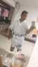 寫璇（XIEXUAN）中國風(fēng)短袖襯衫套裝男夏季冰絲涼感新中式半袖男青少年水墨畫襯衣 白色套裝 8XL 曬單實拍圖