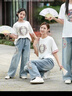 G.DUCKKIDS小黃鴨親子裝夏裝套裝中國風(fēng)夏季新款母女裝短袖T恤牛仔褲兩件套 龍T套裝 M 曬單實(shí)拍圖