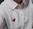查爾斯桃心夏季基礎(chǔ)翻領(lǐng)愛(ài)心刺繡寬松休閑情侶百搭短袖polo衫 黑色 2XL  曬單實(shí)拍圖
