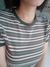 森馬（Semir）涼感T|短袖T恤女短款緊身正肩2025夏季復古條紋上衣109325100039 曬單實拍圖