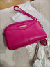 強霸中老年媽媽手拿包女式斜挎包迷你兩用包包時(shí)尚大容量零錢(qián)包手機包 玫紅 曬單實(shí)拍圖