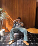 OEMG 美式條紋短袖t恤男士夏季潮流牌痞帥重磅高級(jí)感五分?；臧胄湟律?藍(lán)色 XL [建議110-130斤] 曬單實(shí)拍圖