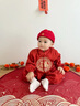G.DUCKKIDS小黃鴨周歲禮服男寶寶抓周衣服女漢服百日宴百天滿月嬰兒套裝夏季 紅色+香囊 90 建議1~2歲【 80-90cm】cm 曬單實(shí)拍圖