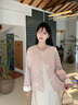 香影新中式絕美外套女2025秋裝新款重工刺繡國風元素粉色開衫上衣 銀牡丹色 S 曬單實拍圖