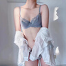 B·W FOREST性感內(nèi)衣女夏季薄款大胸顯小聚攏胸罩透氣防下垂純欲蕾絲文胸套裝 灰色 文胸+內(nèi)褲 70E 配S碼內(nèi)褲 曬單實(shí)拍圖