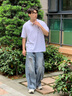 卡賓（CABBEEN）【舒適涼感】男裝 藝術(shù)建筑發(fā)泡肌理印花T恤2025夏季新款短袖 米白色12 L /175/50 曬單實(shí)拍圖