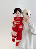 優(yōu)奇嬰兒衣服秋季寶寶套裝秋冬裝紅色喜慶百天周歲套裝禮服過(guò)年拜年服 紅色刺繡套裝【不含配飾】 80 曬單實(shí)拍圖